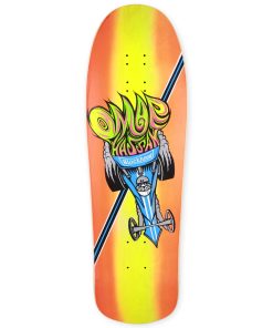 *Signed Custom* Blockhead Omar Hassan Dragster Reissue Deck 9.875″ X 31.75″ Sunburst Orange – Blue Car